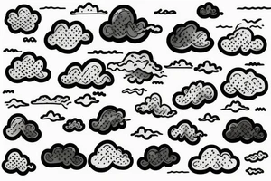 black linework clouds on a horizon tattoo idea
