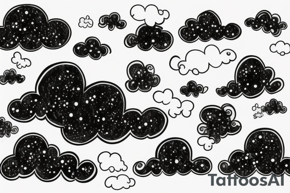 black linework clouds on a all white backround tattoo idea