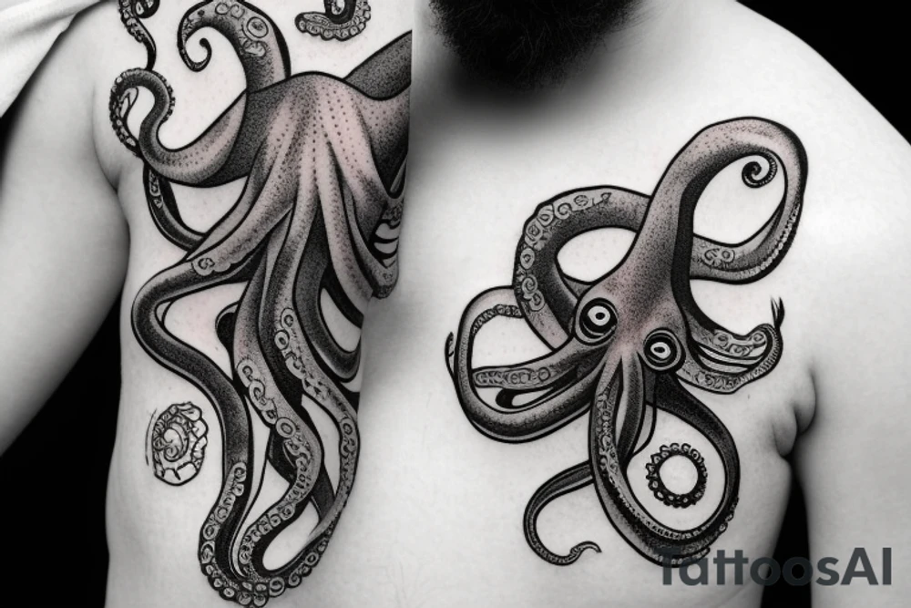 An arm sleeve of an octopus in outer space galaxy tattoo idea