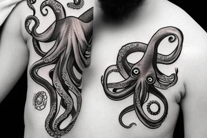 An arm sleeve of an octopus in outer space galaxy tattoo idea