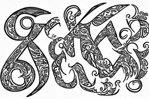make an outline of the letter “C” in script swirly handwritten format with a dove attached At the end tattoo idea