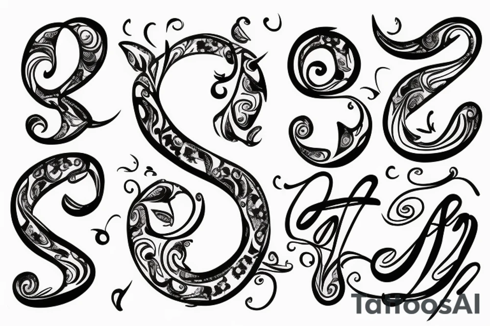 Lette“C” in script swirly handwritten format with a dove attached At the end tattoo idea