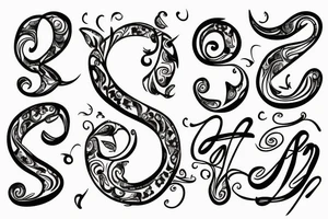 Lette“C” in script swirly handwritten format with a dove attached At the end tattoo idea