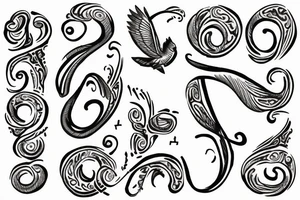 Lette“C” in script swirly handwritten format with a dove attached At the end tattoo idea