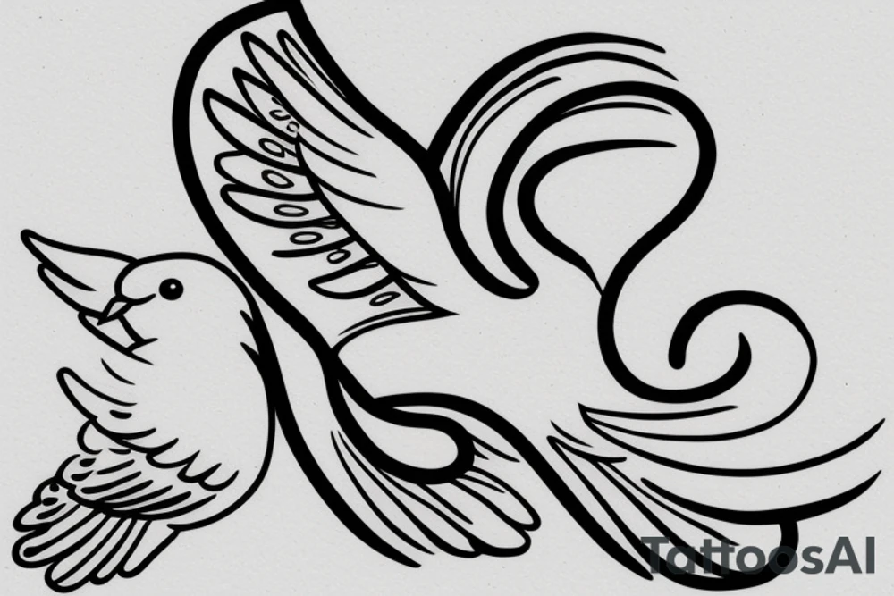 Lette“C” in cursive with a dove attached At the end tattoo idea