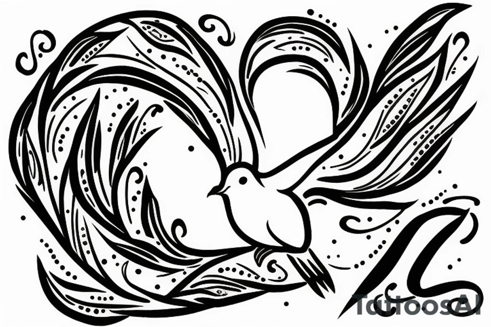 Lette“C” in cursive with a dove attached tattoo idea