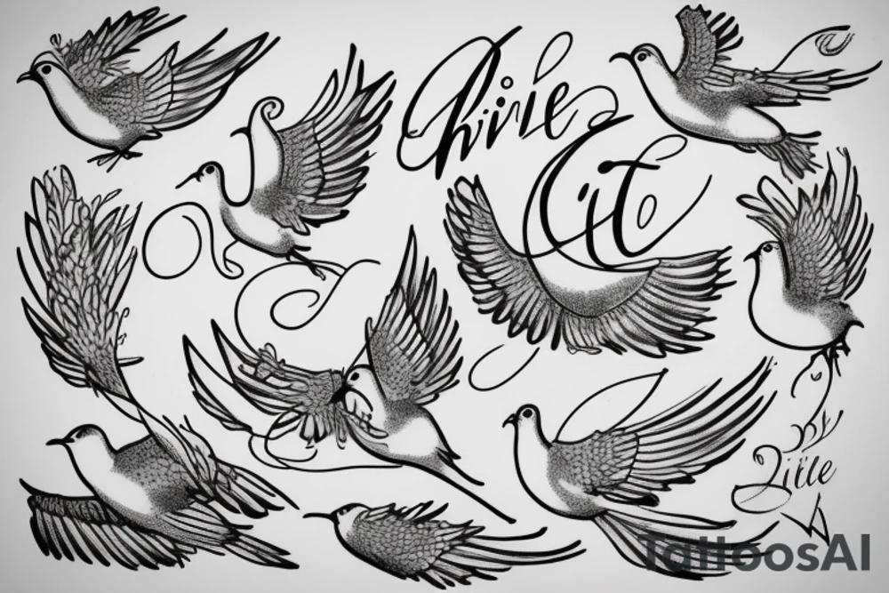 Lette“C” in cursive with a dove attached tattoo idea