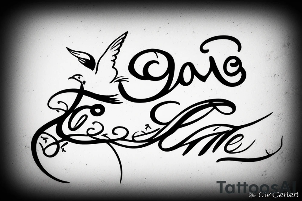 Lette“C” in cursive with a dove attached, simple just the letter and the dove outline tattoo idea