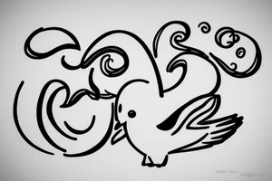 Minimalistic, simple letter C and dove outline tattoo idea