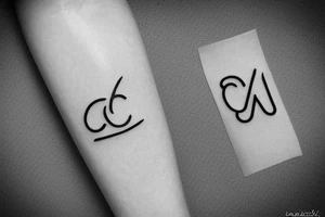 Minimalistic, simple letter C and dove outline tattoo idea