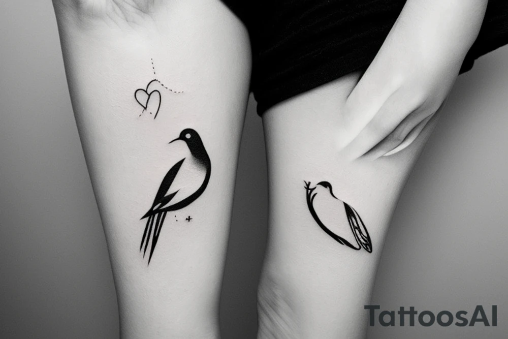 Minimalistic, simple letter C and dove outline tattoo idea