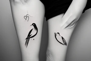 Minimalistic, simple letter C and dove outline tattoo idea