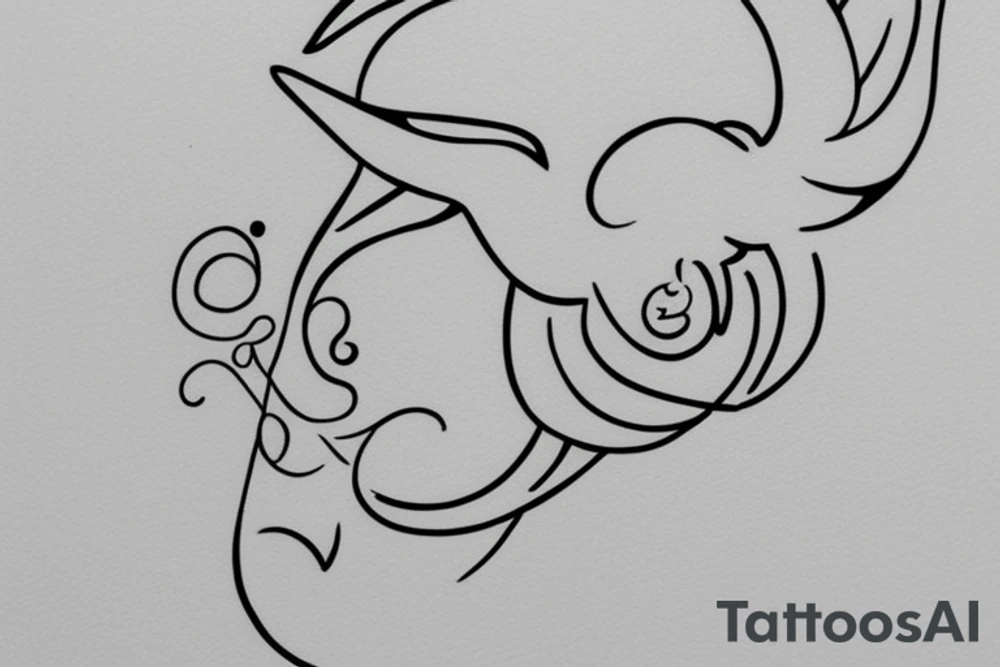 Minimalistic, simple letter C and dove outline tattoo idea
