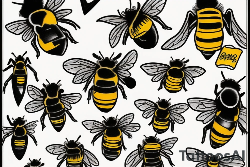 Bumble bee inside the spade card tattoo idea
