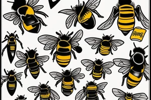 Bumble bee inside the spade card tattoo idea