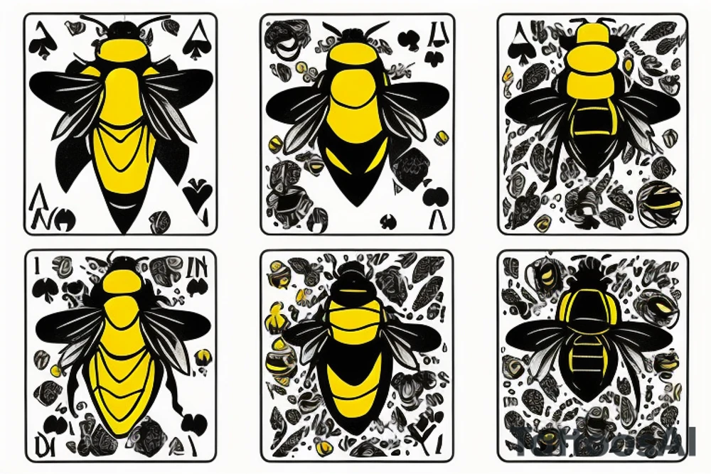 Bumble bee inside the spade card tattoo idea
