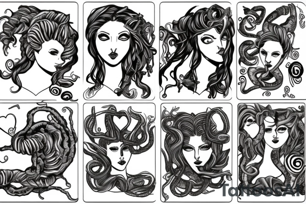 Medusa with hearts tattoo idea