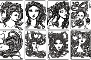 Medusa with hearts tattoo idea