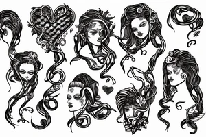 Medusa with hearts tattoo idea