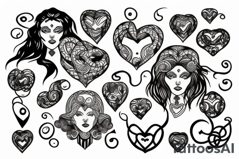 Medusa with hearts tattoo idea