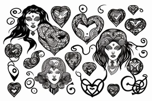 Medusa with hearts tattoo idea