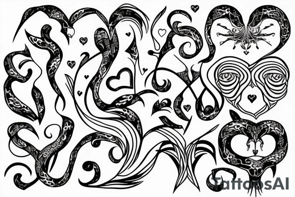 Medusa with hearts tattoo idea