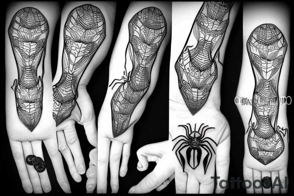 Spider wraping around hand tattoo idea