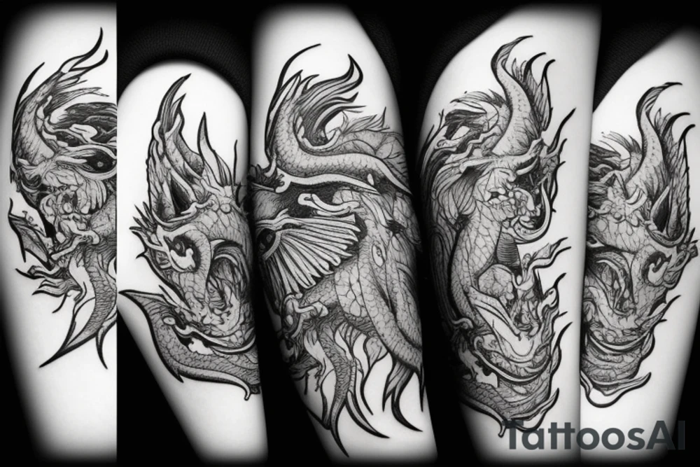 dragon on knee tattoo idea