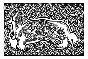 A  side profile of dachshund made entirely of celtic art tattoo idea