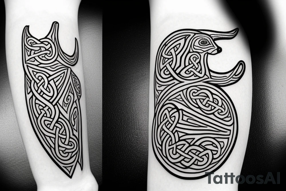 A  side profile of dachshund celtic art style tattoo idea