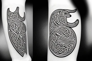 A  side profile of dachshund celtic art style tattoo idea