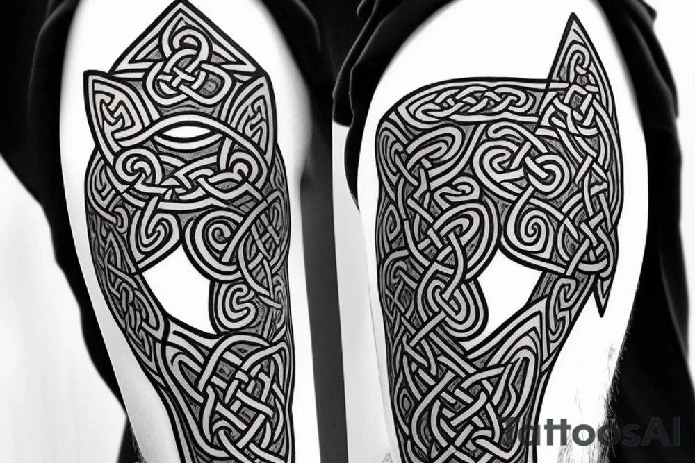 A  side profile of dachshund celtic art style tattoo idea