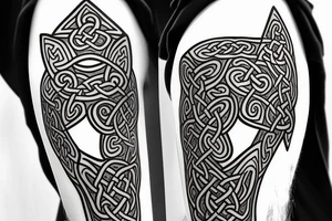 A  side profile of dachshund celtic art style tattoo idea