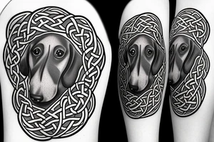 A  side profile of dachshund celtic art style tattoo idea