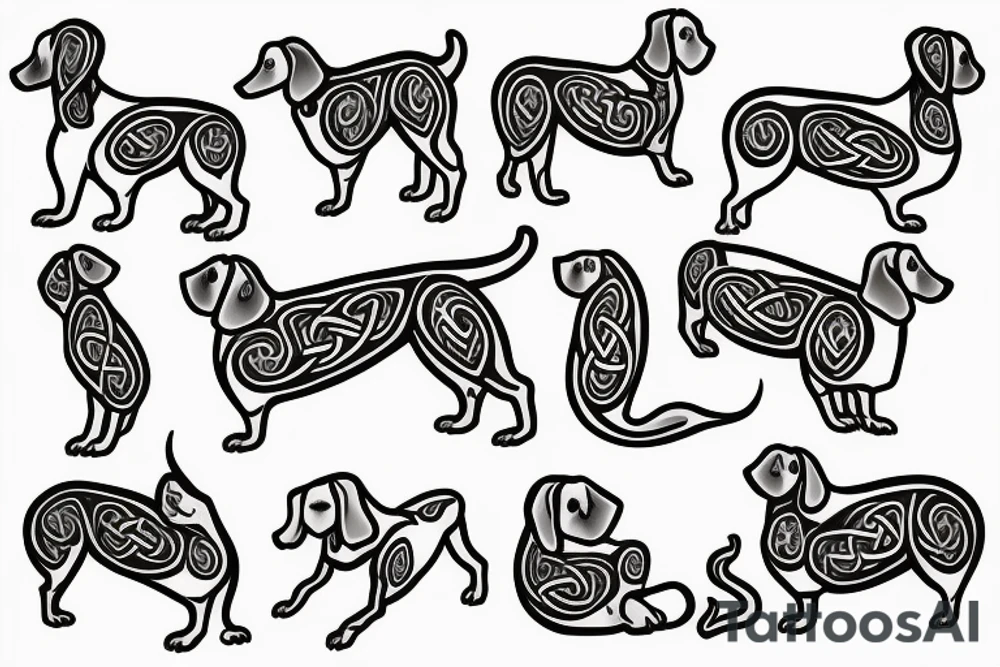 A side profile of dachshund celtic art style tattoo idea