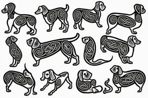 A  side profile of dachshund celtic art style tattoo idea