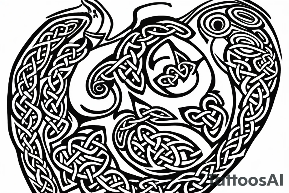 A  side profile of dachshund celtic art style tattoo idea