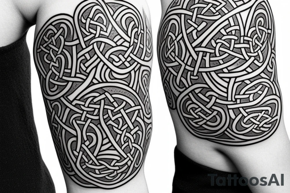 A side profile of dachshund celtic art style tattoo idea