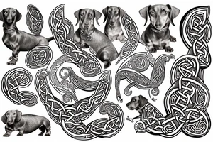dachshund side on in celtic art style tattoo idea