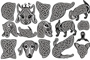 dachshund side on in celtic art style tattoo idea