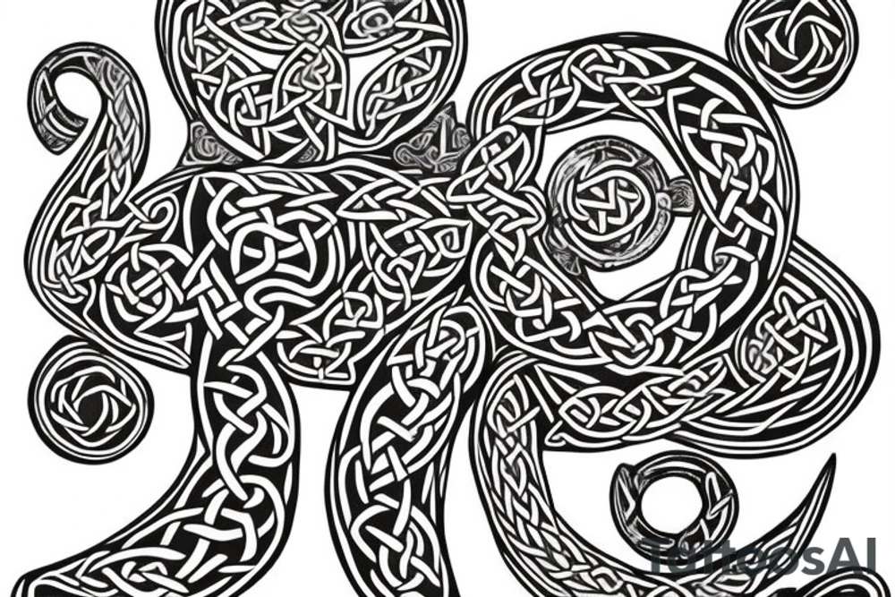 dachshund side on in celtic art style tattoo idea