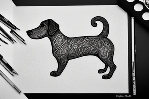 dachshund side on in celtic art style tattoo idea