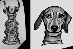 Dachshund holding thors hammer tattoo idea