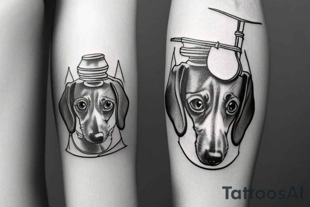 Dachshund holding thors hammer tattoo idea
