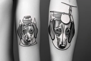 Dachshund holding thors hammer tattoo idea