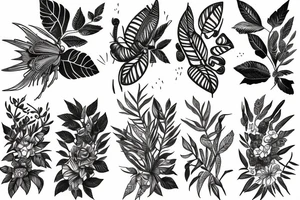 Insects, beetle sleeve foliage tattoo idea