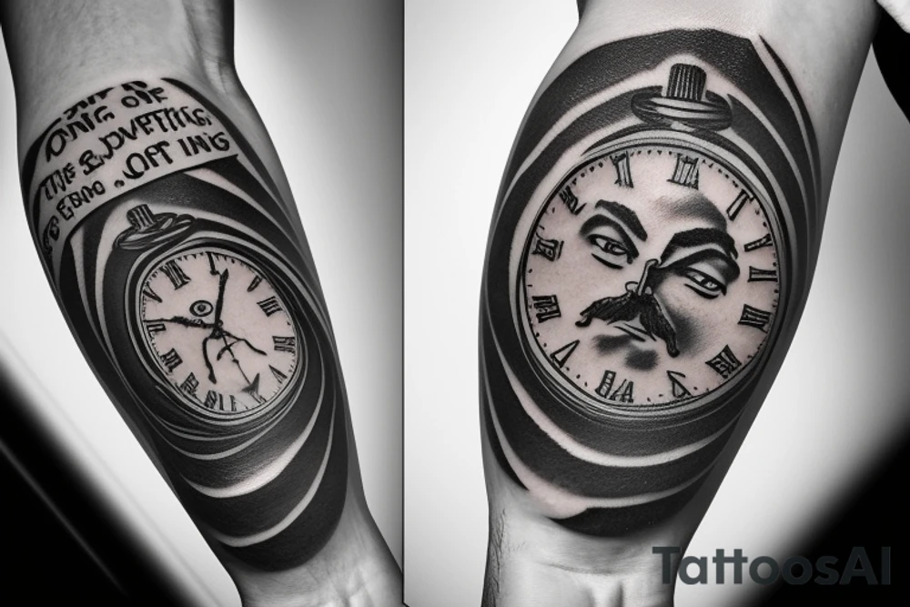 Old school pocket watch with Jesus face and quote saying “On Gods timing” tattoo idea