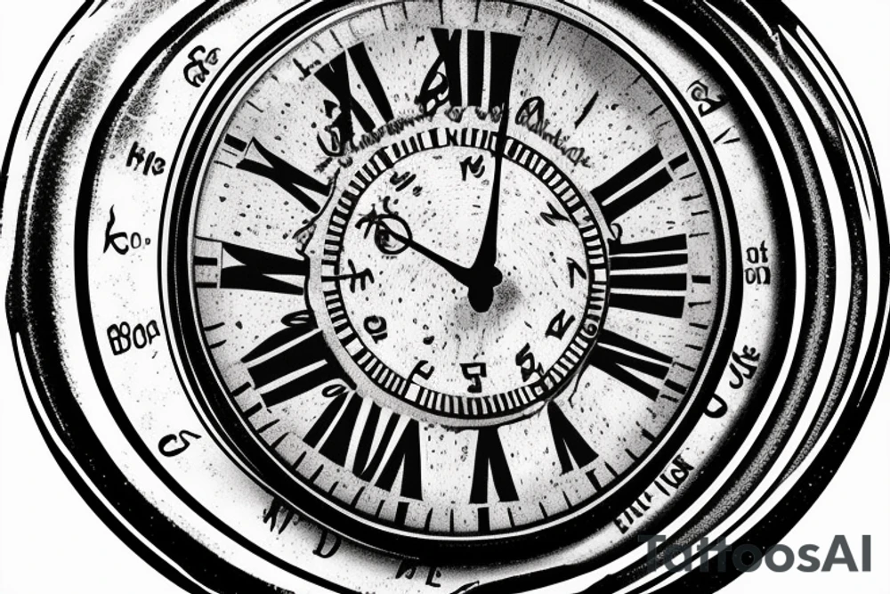 Old school pocket watch with Jesus face and quote saying “On Gods timing” tattoo idea