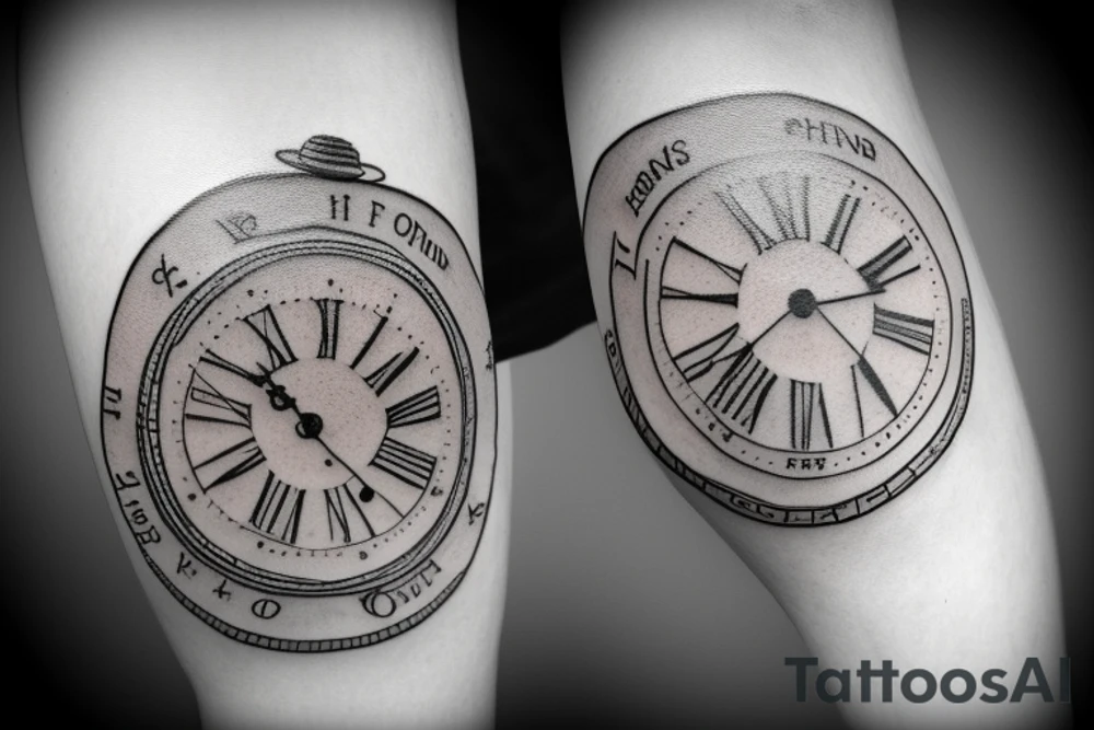 Old school pocket watch with Jesus face and quote saying “On Gods timing” tattoo idea