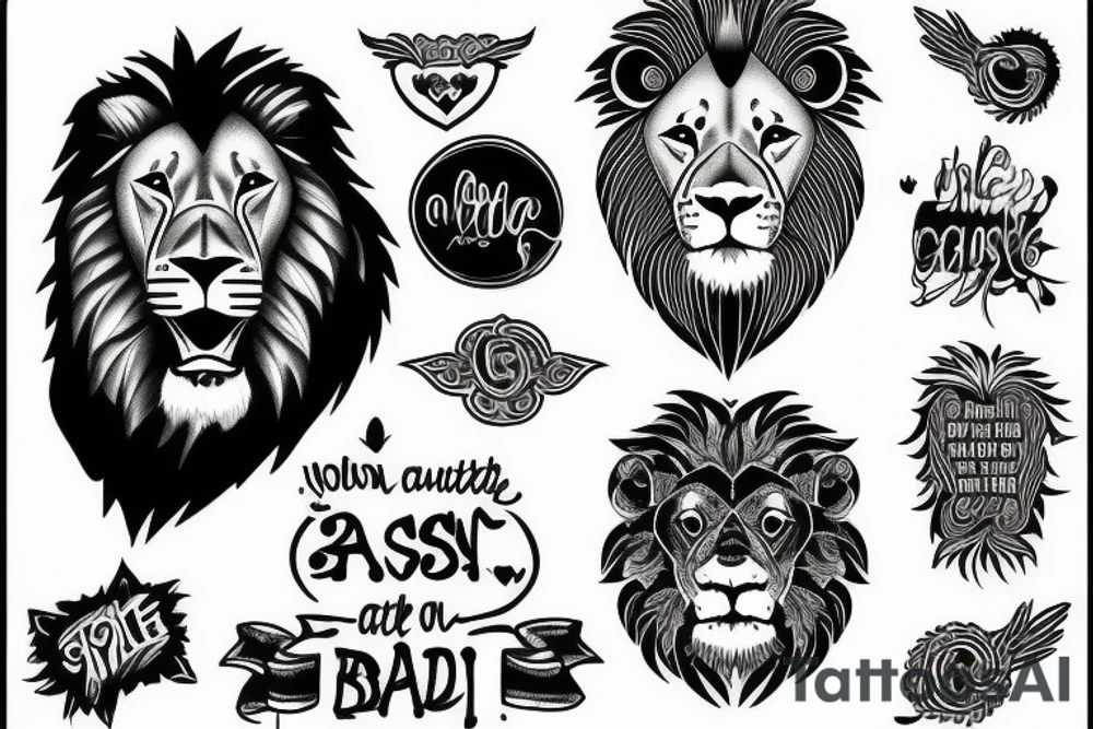 lion with cool badass quote tattoo idea